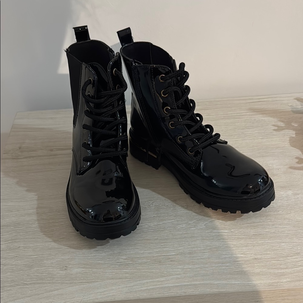 Black Patent Leather Kid's Boots